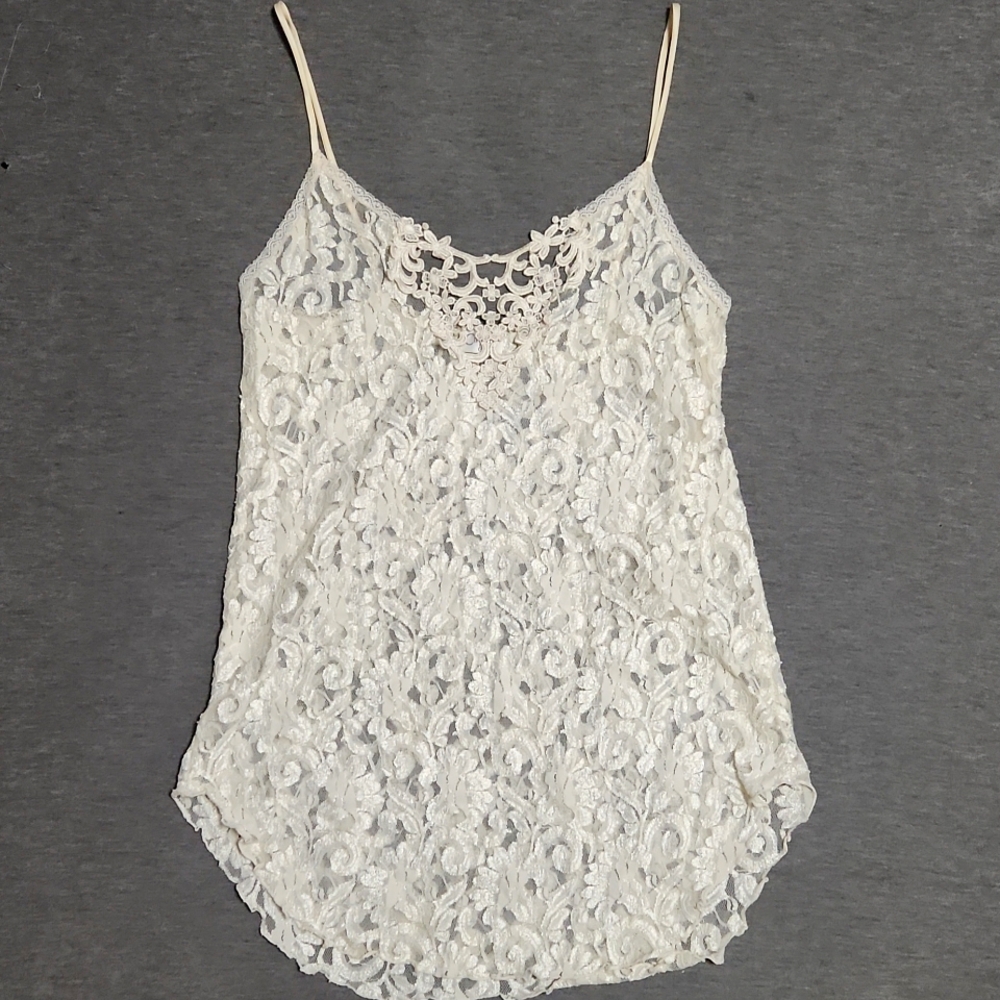 Vintage Sheer Floral Lacey Lingerie Ivory Cream Slip Chemise Tank Mini Dress - Picture 5 of 15